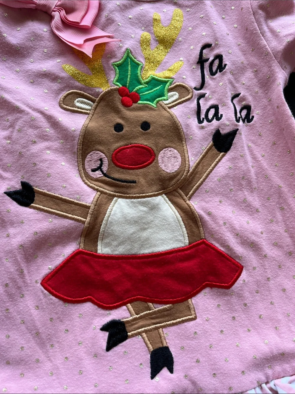 Magical Season Pink Reindeer Ruffle Dress toddler Top